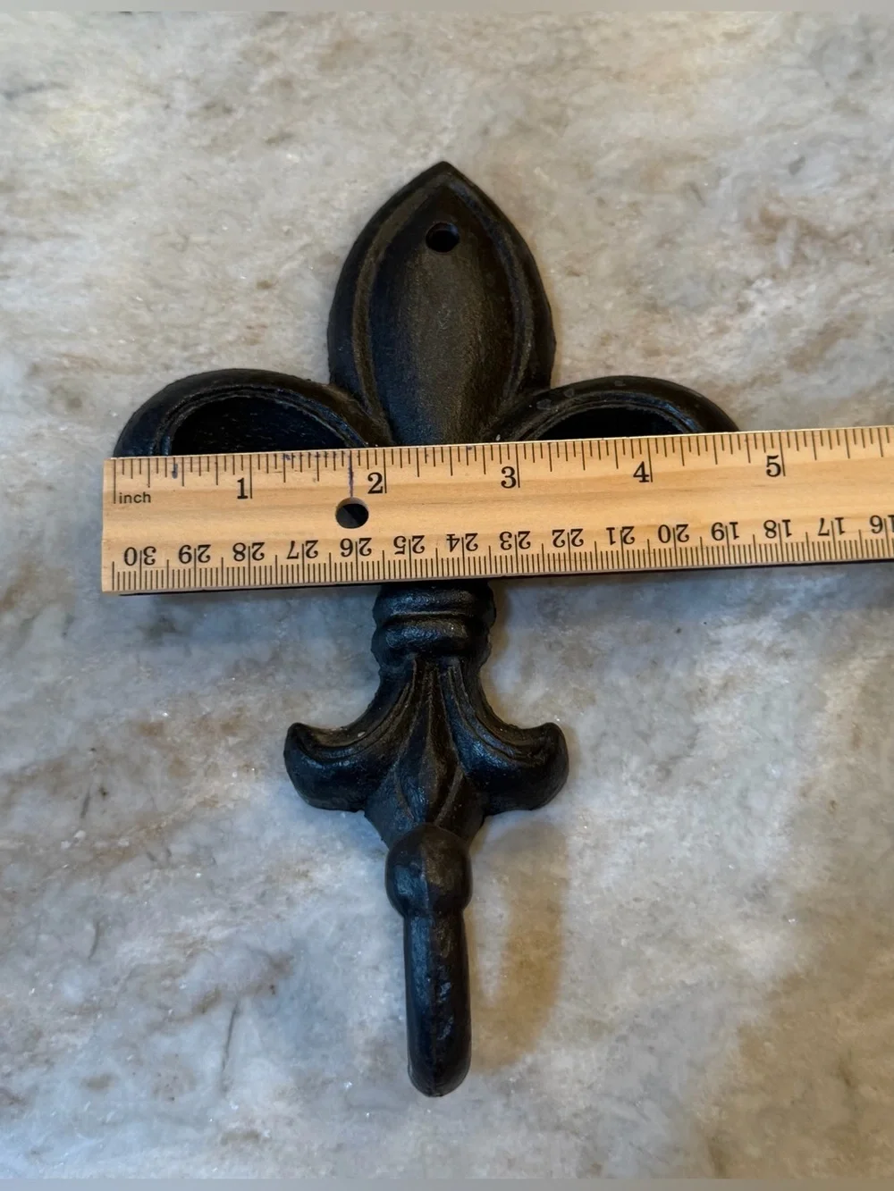 Fleur-de-Lis Wall Hook in Black - Classic Decorative Hook